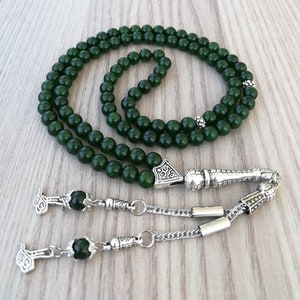 REAL Jade Islamic Prayer Beads, Natural Stone 99 Beads, Tasbih, Misbaha, Tasbeeh, Muslim, Rosary, Misbah, Tasbih 99, Tasbih Personalized 6mm