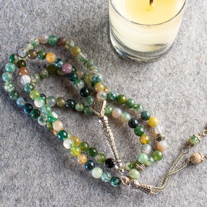 REAL Agate, Aqeeq, Islamic Prayer Beads, Natural Stone 99 Beads, Tasbih, Misbaha, Tasbeeh, Rosary, Tasbih 99, Tasbih Personalized 6mm