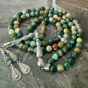 REAL Agate Aqeeq Islamic Prayer Beads, Natural Stone 99 Beads, Tasbih, Misbaha, Tasbeeh, Muslim, Rosary, Tasbih 99, Tasbih Personalized 8mm
