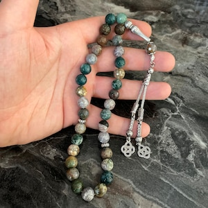 REAL Agate Aqeeq Islamic Prayer 33 Beads, Tasbih, Tesbih, Misbaha, Tasbeeh, Sibha, Rosary, Tasbih 33, Tasbih Personalized , Big Size 10mm