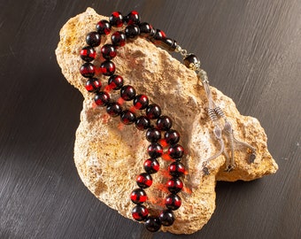 Red Tightening Amber Islamic Prayer Beads, 33 Beads Tasbih, Misbaha, Tasbeeh, Muslim Rosary, Tasbih Personalized 14 mm Very BIG Size!