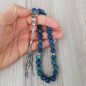 REAL Agate, Aqeeq Islamic Prayer 33 Beads, Tasbih, Tesbih, Misbaha, Tasbeeh, Sibha, Rosary, Tasbih 33, Tasbih Personalized 10mm, Big Size
