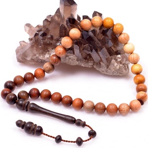 REAL 17 Different Mixed Tree Islamic Prayer 33 Beads, Tasbih, Misbaha, Tasbeeh, Sibha, Rosary, Tasbih 33, Tasbih Collection, 10mm