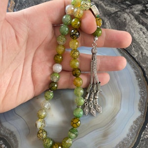 REAL Agate, Aqeeq, Islamic Prayer 33 Beads, Tasbih, Tesbih, Misbaha, Tasbeeh, Sibha, Rosary, Tasbih 33, Worry Beads 10mm, Big Size