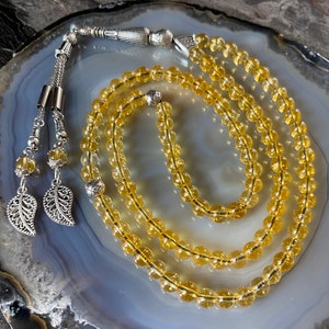 REAL Citrine Islamic Prayer Beads, Natural Stone 99 Beads, Tasbih, Misbaha, Tasbeeh, Rosary, Misbah, Tasbih 99, Tasbih Personalized 6mm
