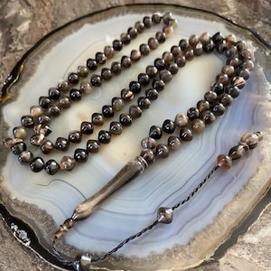 REAL Buffalo Horn Islamic Prayer 99 Beads, Tasbih, Misbaha, Tasbeeh, Muslim Rosary, Tasbih 99, Sibha, Worry Beads, Muslim Gift, 8mm Tasbih