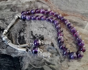 Amatista REAL, Oración Islámica 33 Cuentas, Tasbih, Misbaha, Rosario 33, Tasbeeh 33, Sibha, Regalo musulmán, Tasbih 33, Tasbih Personalizado, 8 mm