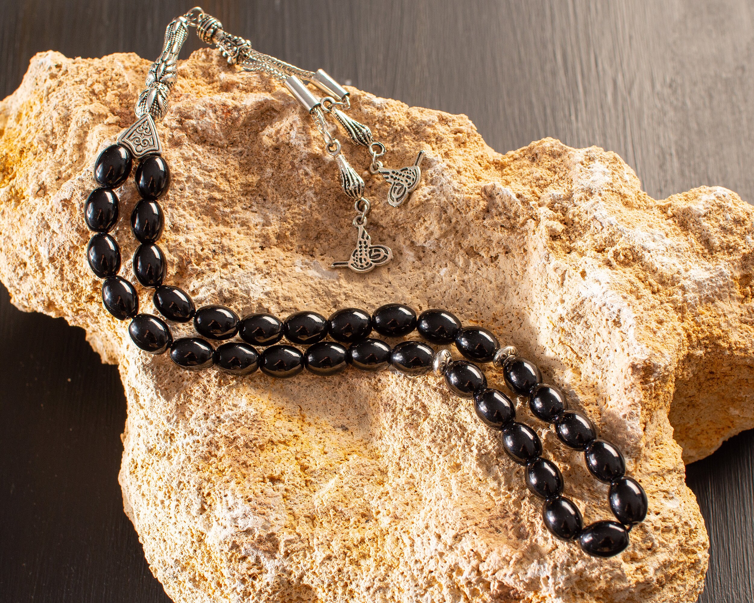 REAL Black Onyx Islamic Prayer 33 Beads, Tasbih, Tesbih REAL Black Onyx Islamic Prayer 33 Beads, Tasbih, Tesbih