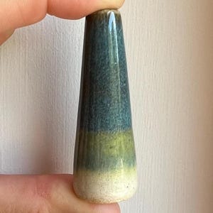 Light pull ceramic hand made thrown pottery pale green/pale blue/dark blue
