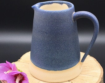Ceramic large jug, pitcher blue green hand made thrown pottery