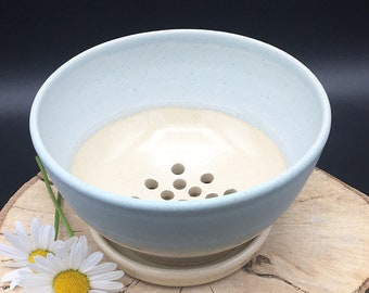 Ceramic berry bowl colander pottery strainer thrown hand made stoneware