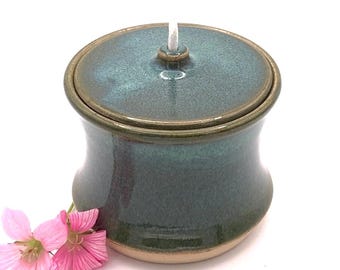 Handmade Ceramic Oil Lamp: Earth & Ocean Glazes, Eco-Friendly Decor