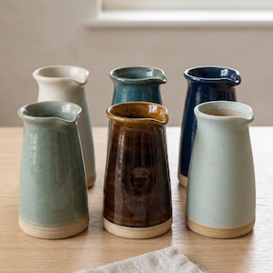 Handmade Ceramic Water Carafe 500ml Wheel Thrown Stoneware Jug