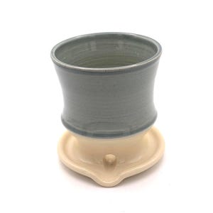 Handmade Ceramic Drainer – Stoneware Cutlery or Toothbrush Holder – Earth & Ocean Glaze – Eco-Friendly Pottery – Wheel-Thrown