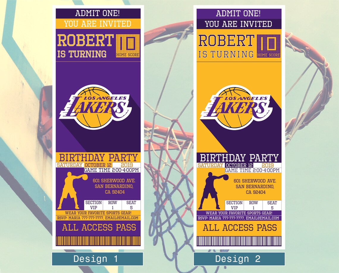 Invitación de cumpleaños de Los Angeles Lakers Invitación de | Etsy España