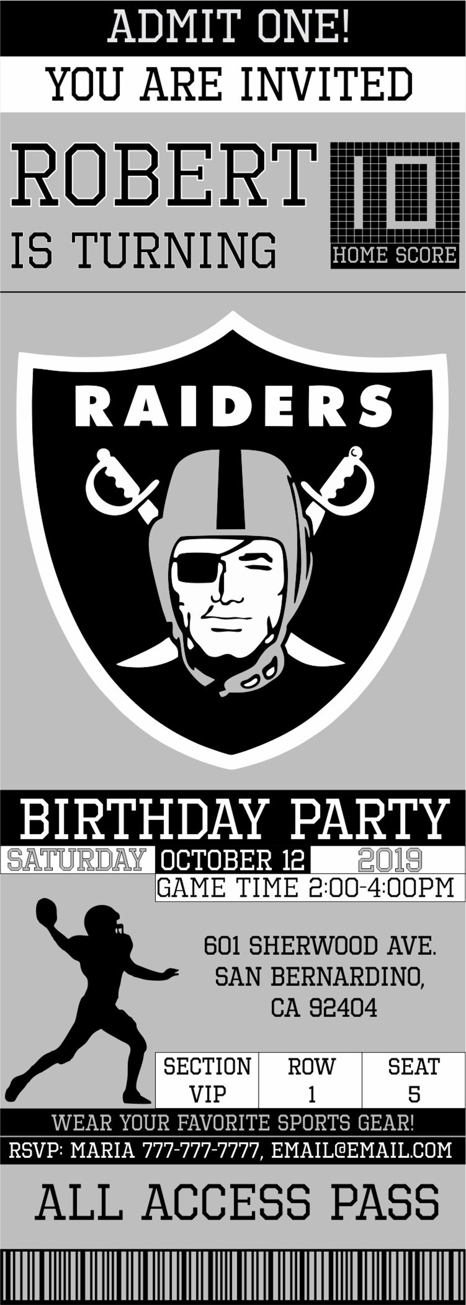 oakland-raiders-birthday-invitation-ticket-invitation-etsy