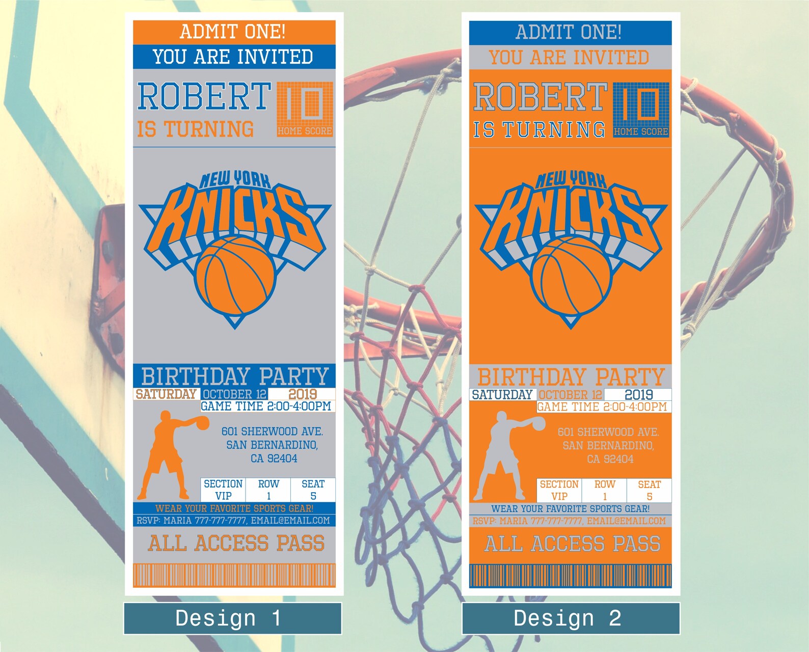 New York Knicks Birthday Invitation Ticket Invitation Knicks Etsy