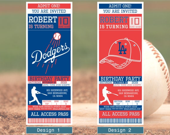 los angeles dodgers birthday invitation ticket invitation etsy israel