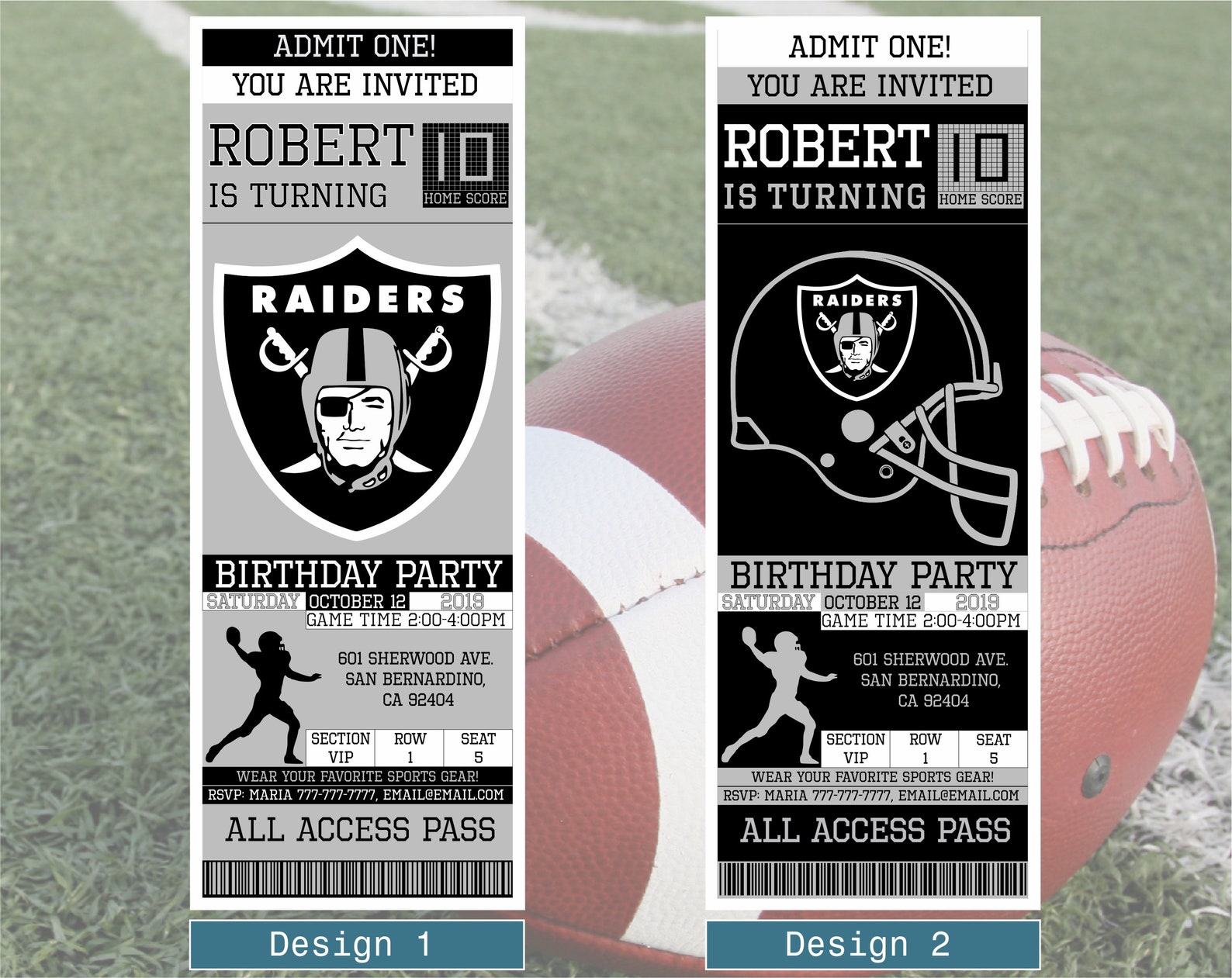 oakland-raiders-birthday-invitation-ticket-invitation-etsy