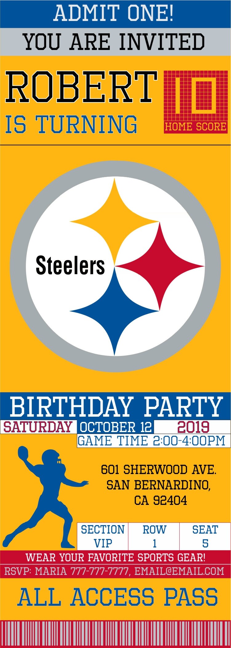 Pittsburgh Steelers Inspired Football Ticket Birthday vrogue.co