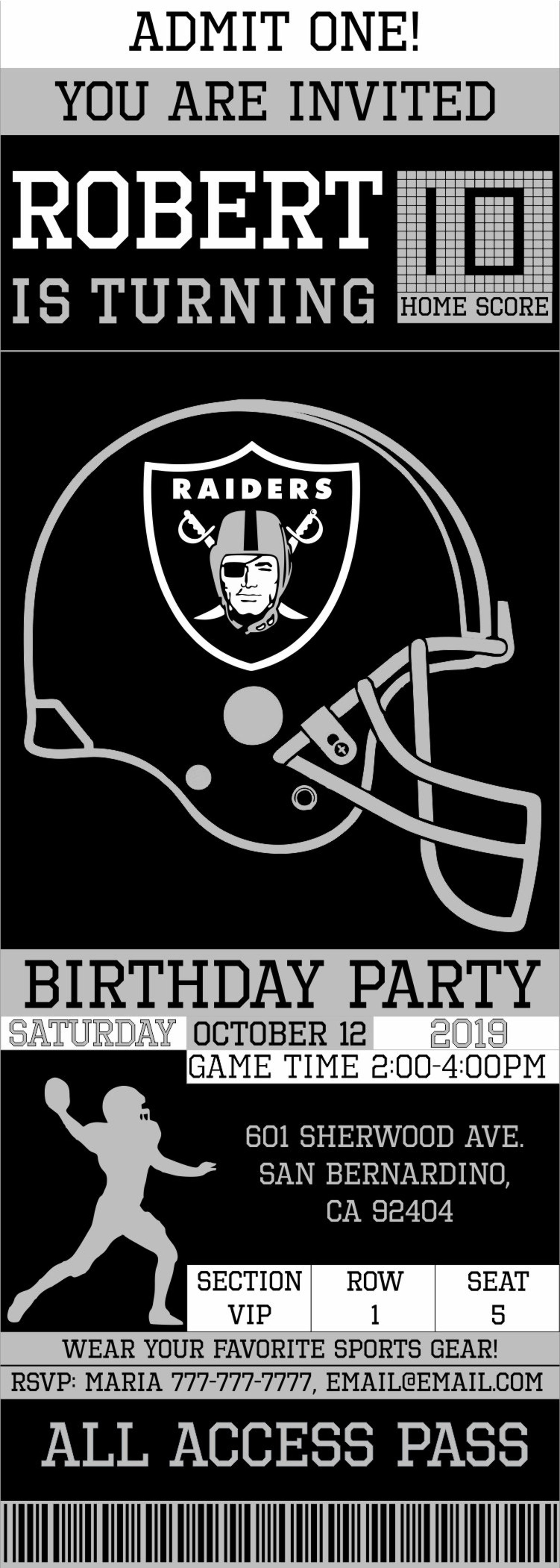 oakland-raiders-birthday-invitation-footbal-ticket-invitation-sport-birthday-digital-invite