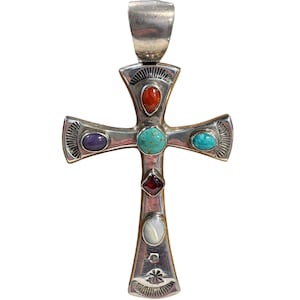 Vintage Navajo Stamped Cross Pendant - Etsy