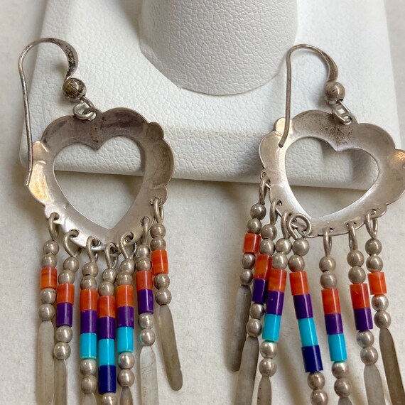 Native American Stamped Hearts Feather Dangles Co… - image 9