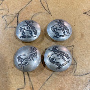 Lot of 4 Southwestern Native American Warrior Stamped Silver Button Covers 3/4 Diameter 12.9g Vintage image 8