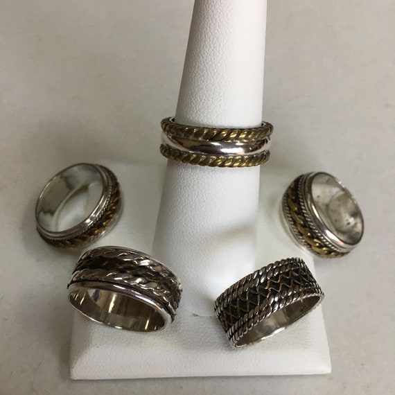 Lot-of-5 No-Stone Two-Tone 925 Sterling Silver Va… - image 10