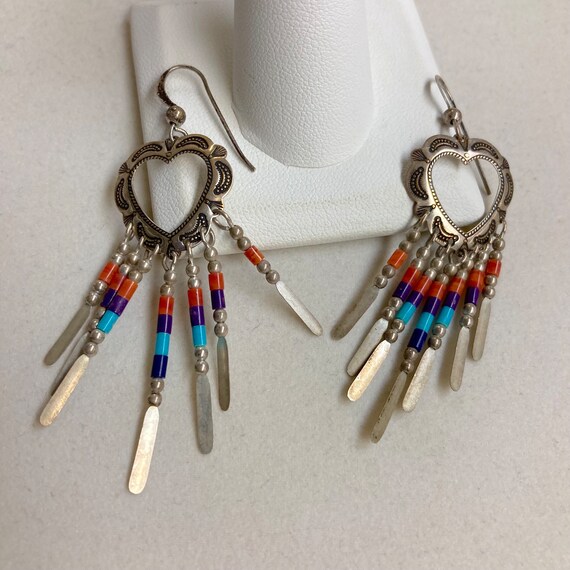 Native American Stamped Hearts Feather Dangles Co… - image 10