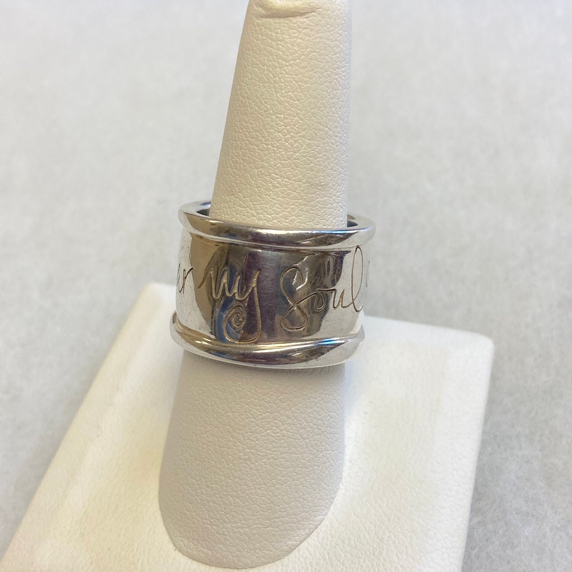 Hear My Soul Speak Sterling Silver Wide Band Ring by Shawn