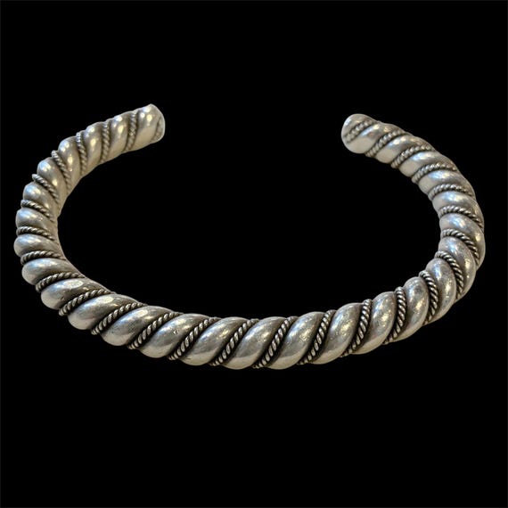 Vintage Navajo Sterling Silver Braided Rope Cuff Bracelet - Etsy