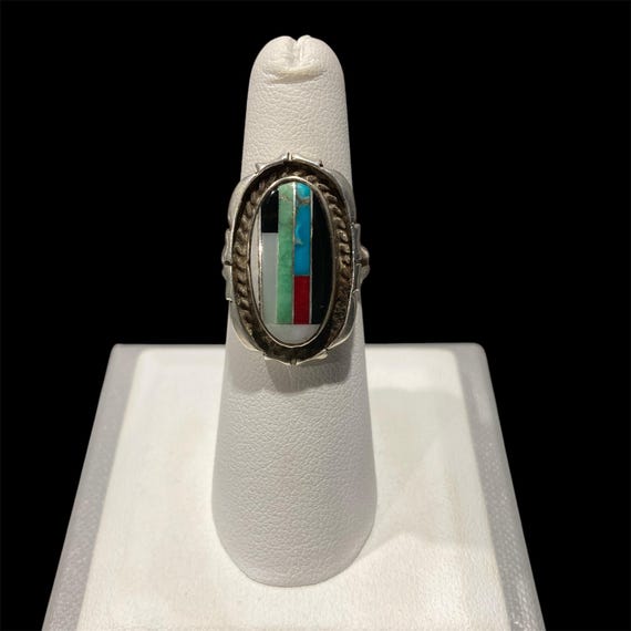Native American Signed Multi-Gemstone Inlay Sterl… - image 10