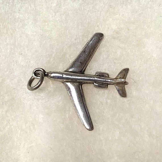 Airplane in Flight Sterling Silver Vintage Charm 1.6g
