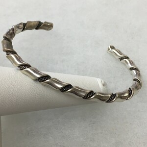 Southwestern High Polish & Twisted Rope 3mm 925 Sterling Silver Stacking Bracelet 17.3g 5-1/8&quot; - Vintage
