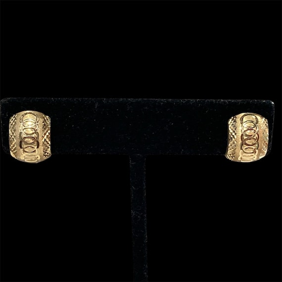 14K Solid Yellow Gold Etched Interlocking Circles… - image 1