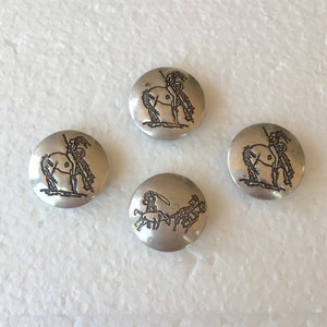 Lot of 4 Southwestern Native American Warrior Stamped Silver Button Covers 3/4 Diameter 12.9g Vintage image 5