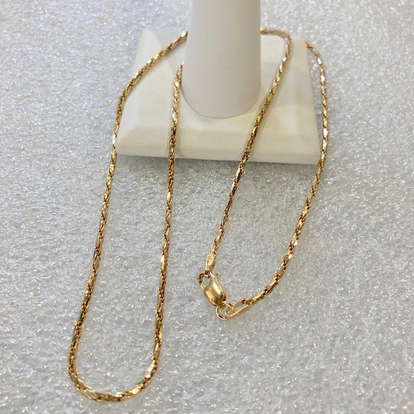14K Solid Yellow Gold 2mm Heavier Weight Snake Chain Necklace 20” Vintage Estate
