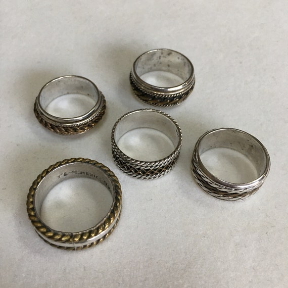 Lot-of-5 No-Stone Two-Tone 925 Sterling Silver Va… - image 2
