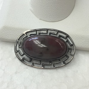 Spilla con spilla in argento sterling 925 con motivo geometrico in agata rossa, 4,2 g, vintage