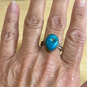 Navajo Southwestern Turquoise Sterling Silver Ring Size 9 Vintage