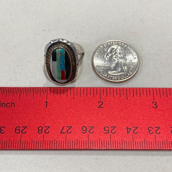 Native American Signed Multi-Gemstone Inlay Sterl… - image 2