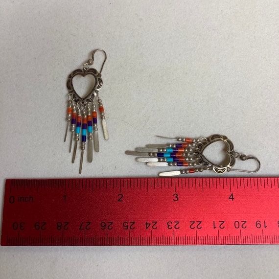 Native American Stamped Hearts Feather Dangles Co… - image 7
