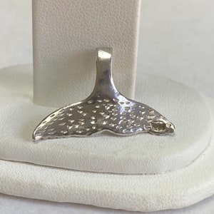 Whale Tail Sterling Silver Etched Pendant Vintage Estate
