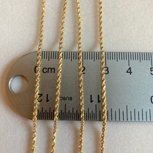 14K Solid Yellow Gold Diamond Cut Rope Chain Necklace: 18&quot; Vintage