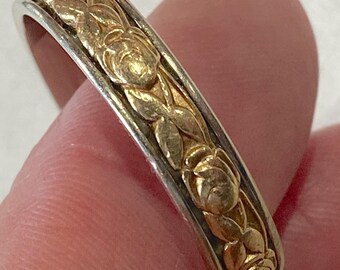 Douglas Etsitty Navajo Feather Ring Two-tone 925 Sterling