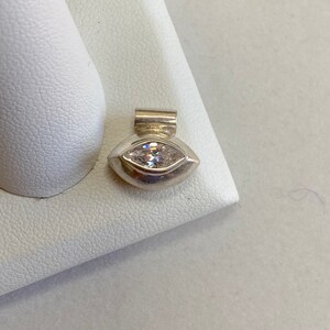 Petite Faux Diamond Sterling Silver Football-Shaped Pendant NOS