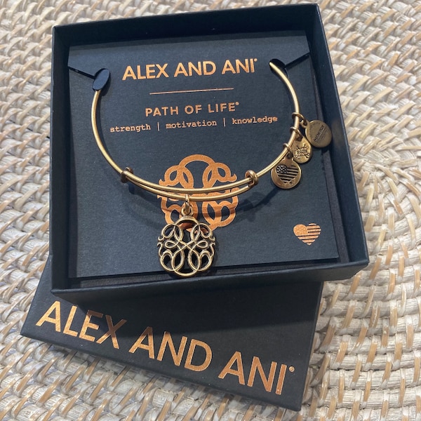 Alex and Ani Path of Life - Strength Motivation Knowledge “Coppure” Bangle Bracelet Vintage New w/Box