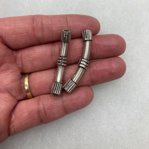 Sterling Silver Curved Tube Spacer Beads: 40mm Jewelry Making (2 Count)