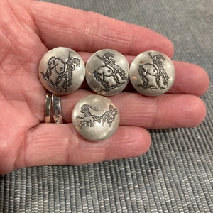 Lot of 4 Southwestern Native American Warrior Stamped Silver Button Covers 3/4 Diameter 12.9g Vintage image 10